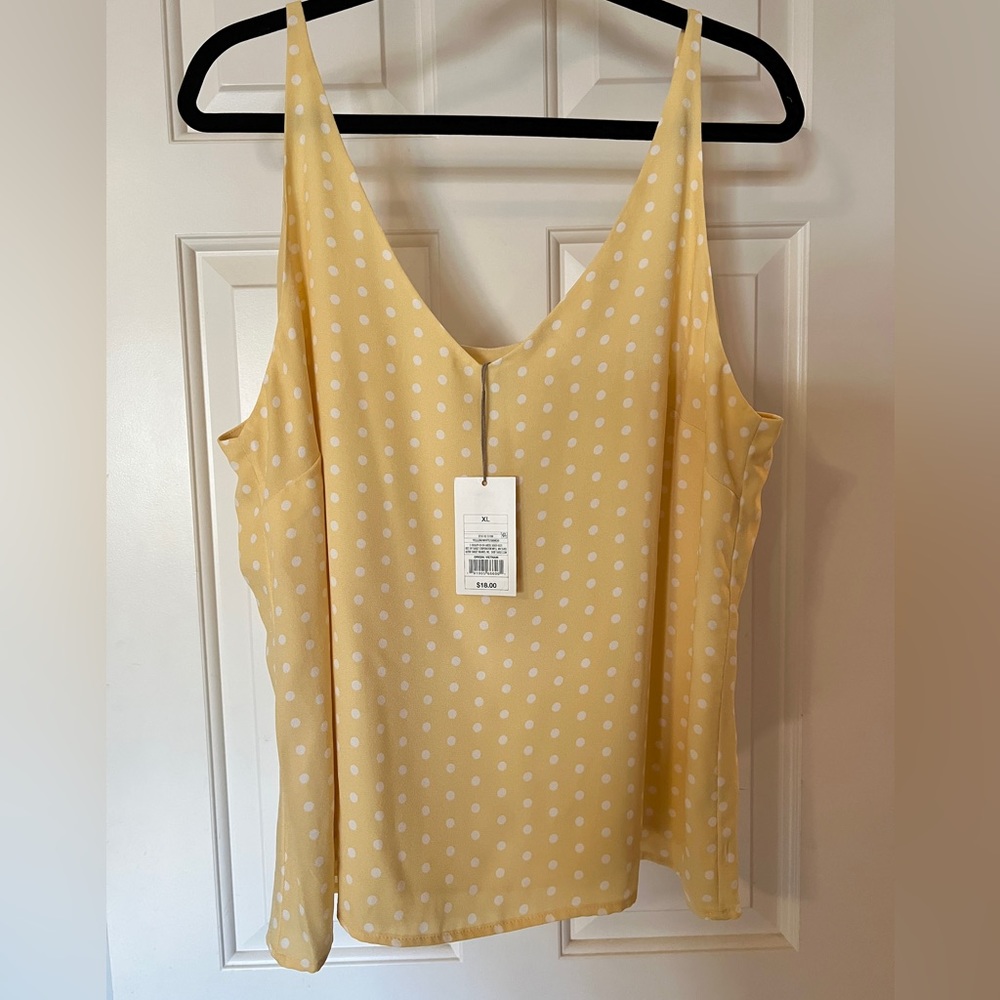 NWT Soft Yellow Polka Dot Cami
